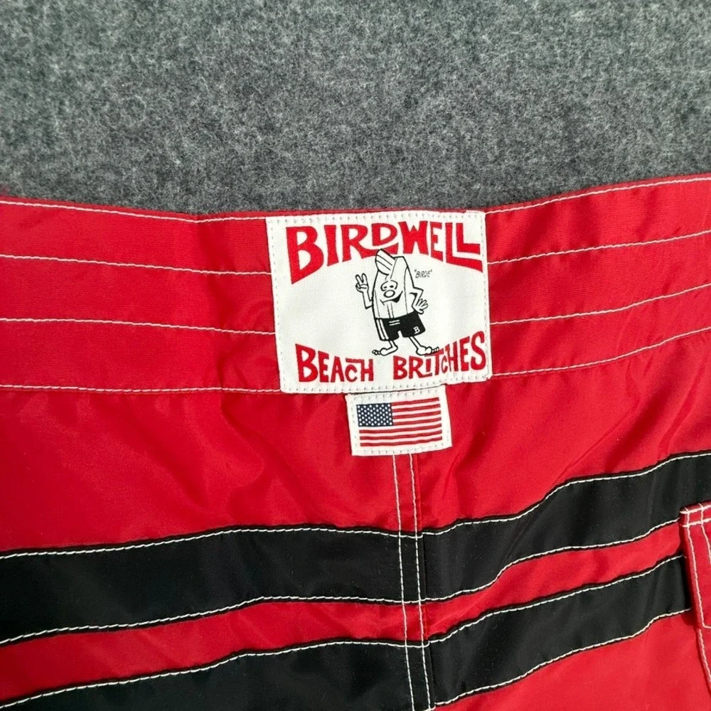 Birdwell Beach Britches 300 Comp Stripe Boardshorts Red Black Mens 40 NEW